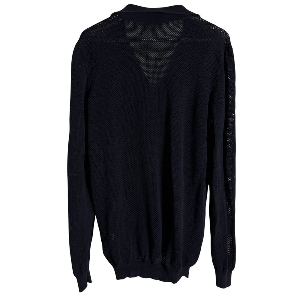 Roberto Collina Italian Navy Blue Perforated Knit Cardigan Sweater Size XL - Picture 8 of 11